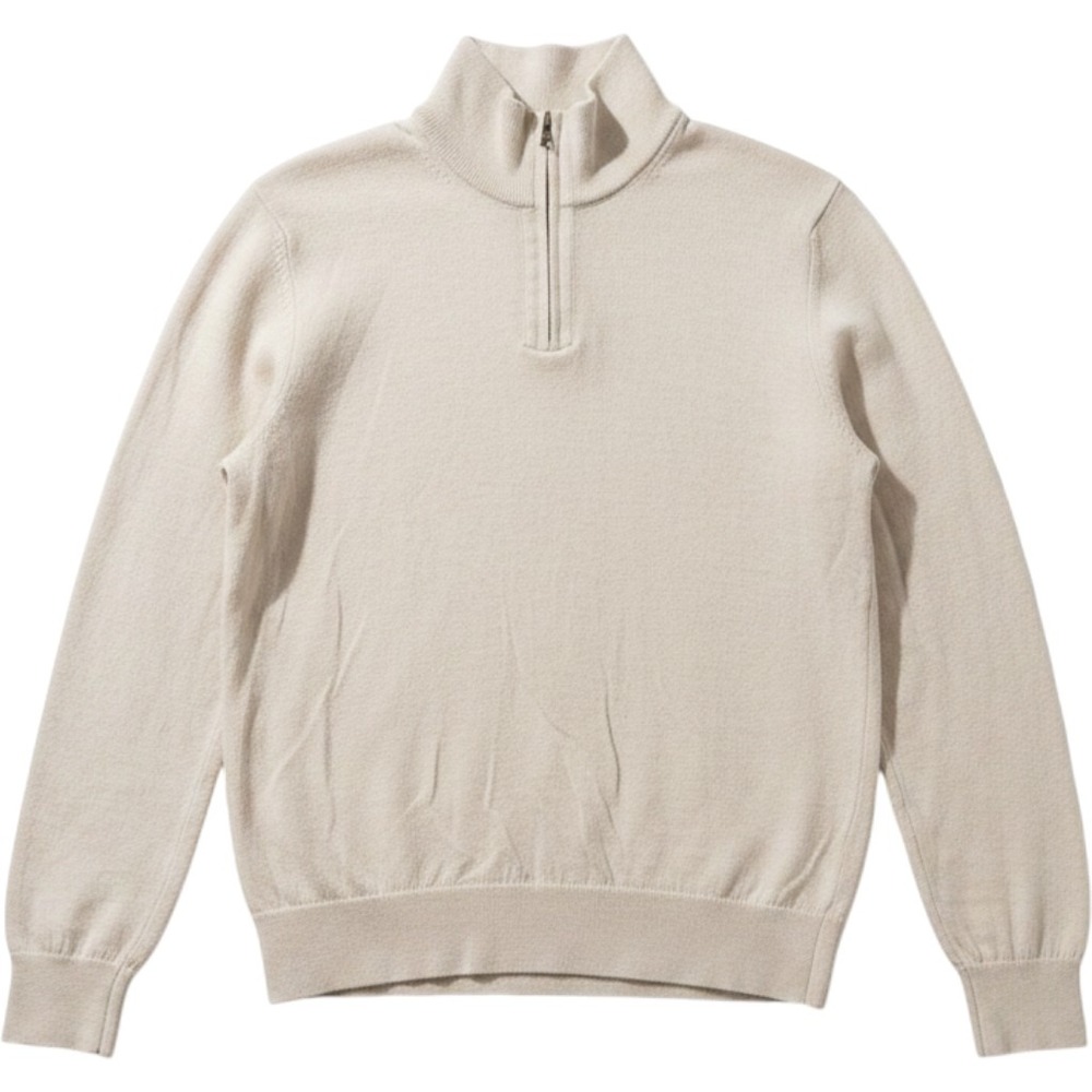Banana Republic Mens Medium 100% Merino Wool Quarter Zip Sweater Oatmeal Beige